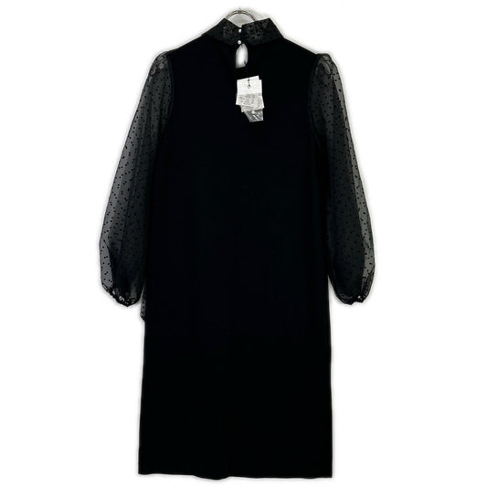 FENNEL FENNEL Black Flock-printed dress with sheer sleeves Dress
