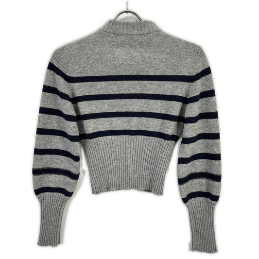 BRUNELLO CUCINELLI ブルネロクチネリ グレー カシミヤ マリンストライプ モニリディティール ロングリブカーディガン トップス