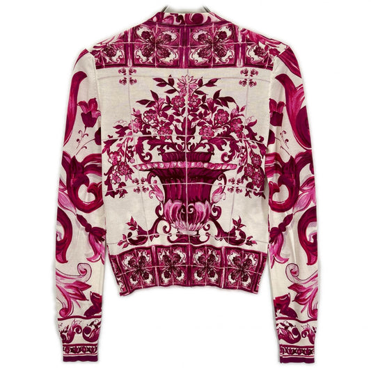 DOLCE&GABBANA ドルチェアンドガッバーナ 【国内正規】FXL28T マヨルカプリント シルク100% ニット カーディガン トップス