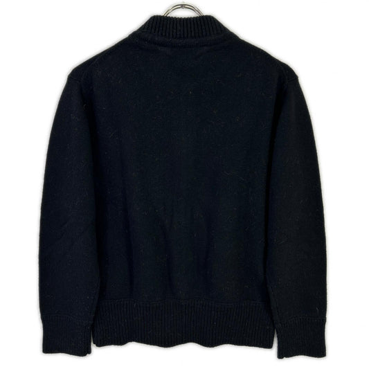 MargaretHowell マーガレットハウエル 22年 ブラック コットンウールカシミヤ ベースボールカラー ZIP カーディガン トップス