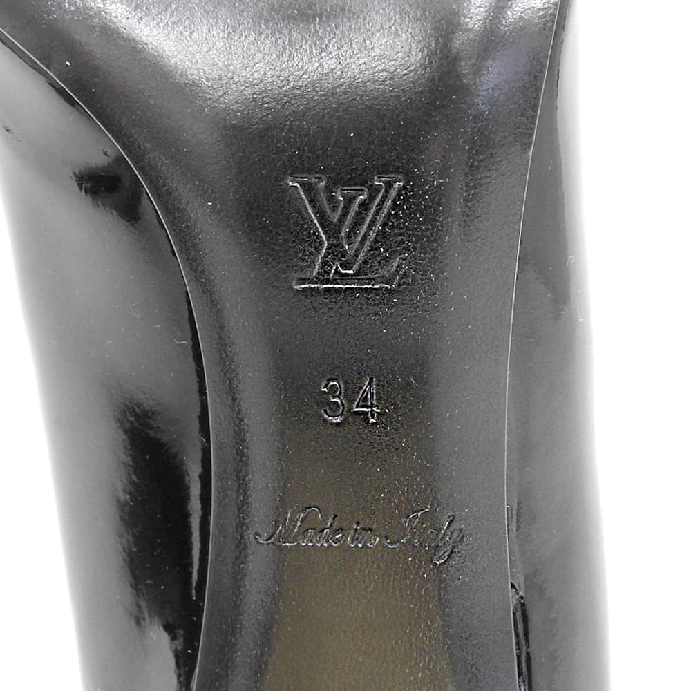 LOUIS VUITTON ルイヴィトン パテントレザー ロゴバックル パンプス レディース ブラック 34 シューズ