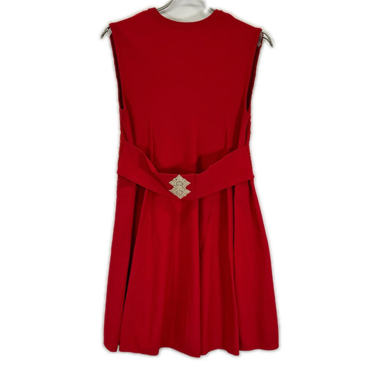 VALENTINO ヴァレンティノ PB0KD060407 レッド Aライン サイドレース ツートーン ニットドレス ワンピース