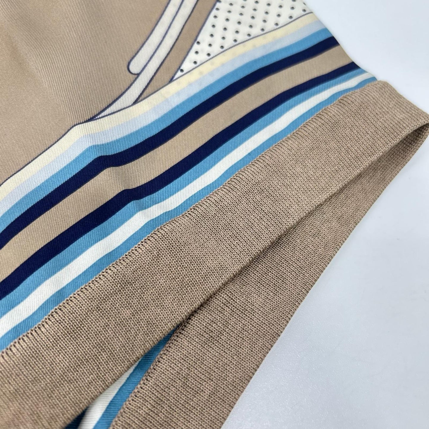 HERMES エルメス 19SS シルクプリント ニット切替 Vネック トップス トップス