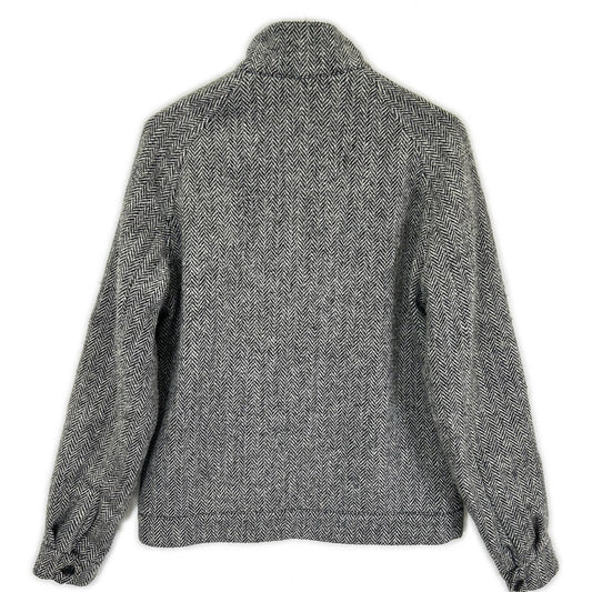 FRED PERRY Fred Perry × Harris Tweed J8150 gray herringbone wool Harrington jacket jacket