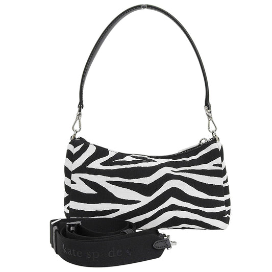 Kate spade ケイトスペード 美品 カーター ゼブラ カーゴ クロスボディ バッグ ショルダーバッグ レディース ブラック×ホワイト KO430 ショルダーバッグ