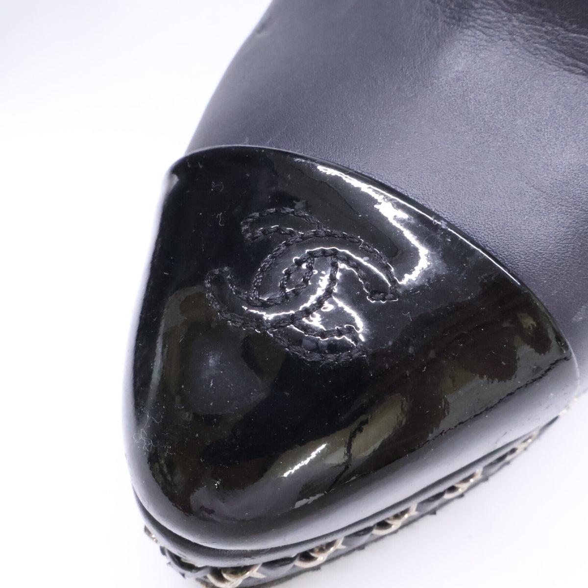 CHANEL シャネル G30008 ココマーク チェーン装飾 レザー ブーティ シューズ