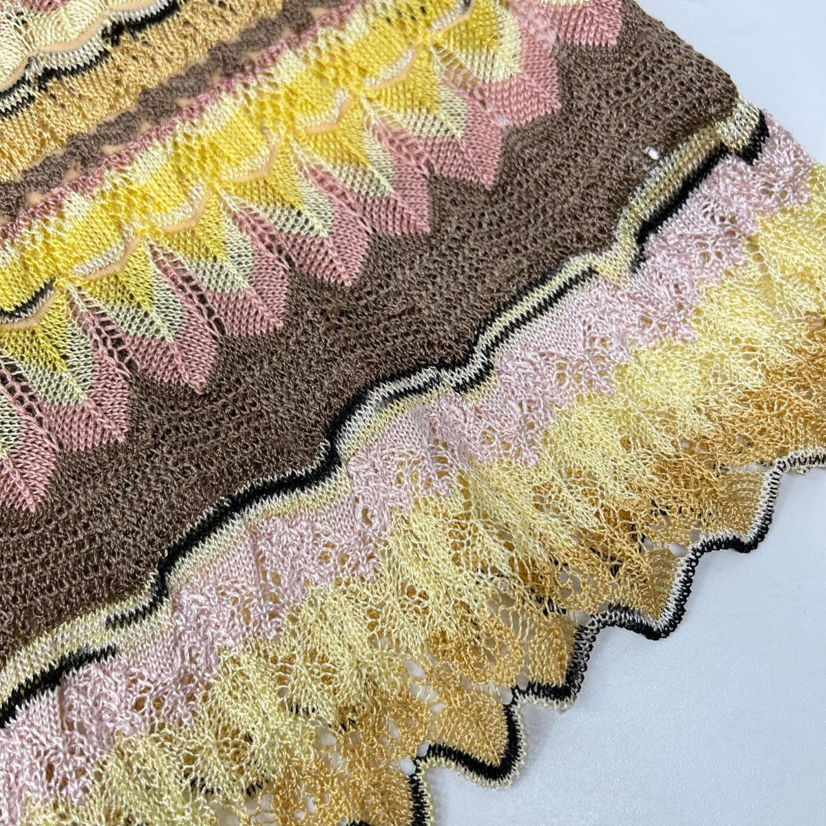 MISSONI ミッソーニ イエロー×ブラウン レーヨンシルク カットソー カーディガン アンサンブル トップス