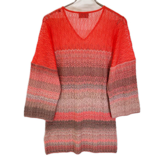 MISSONI ミッソーニ Pink×gray wool-rayon knit lace dress dress