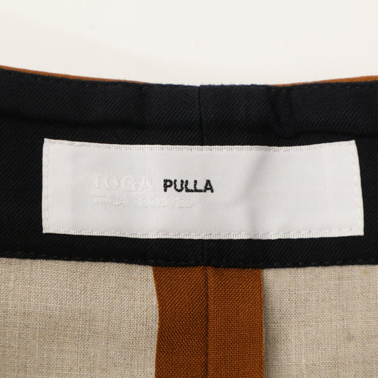 TOGA PULLA トーガプルラ TP51-FF230 棕色 皮革 缝线 短裤 下装 34 女士
