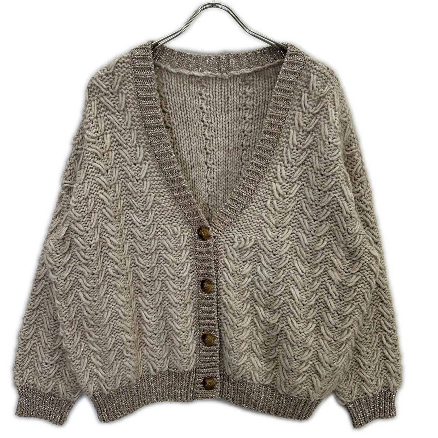 KOOS 046526 Brown Lame Cardigan Top F