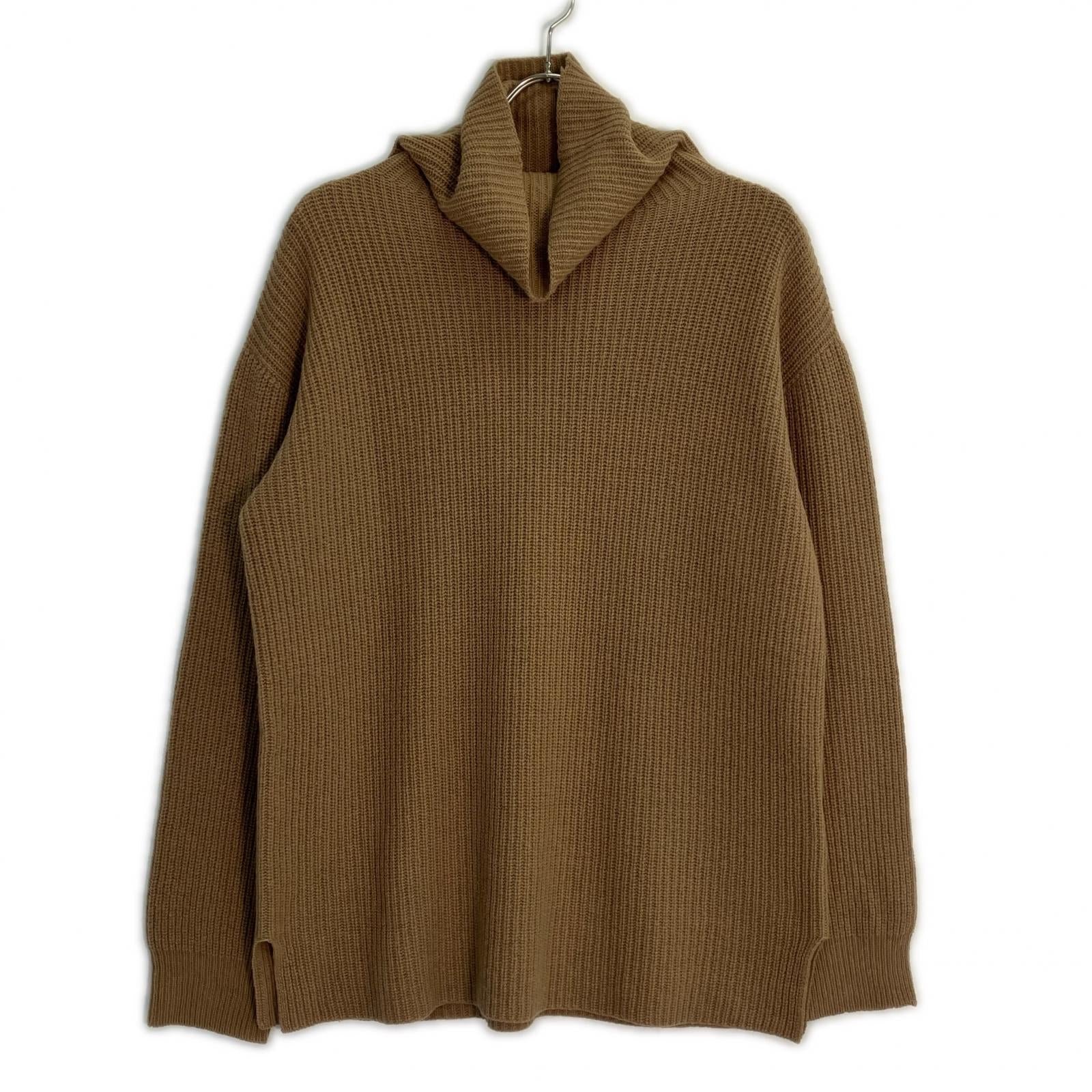6Z1MV7 Brown 100% Wool High-Neck Knit Top for Men