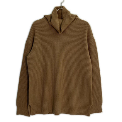 6Z1MV7 Brown 100% Wool High-Neck Knit Top for Men