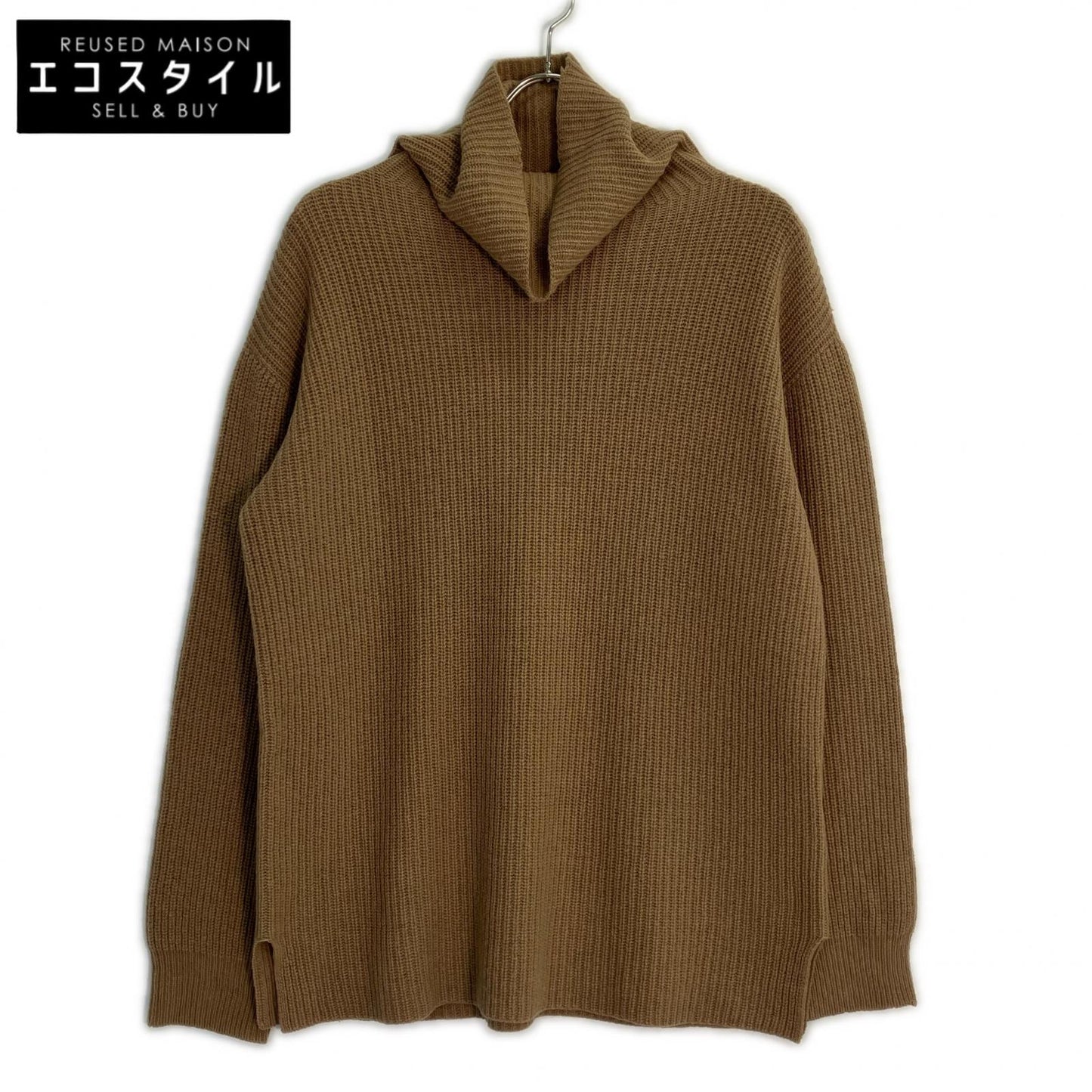 6Z1MV7 Brown 100% Wool High-Neck Knit Top for Men
