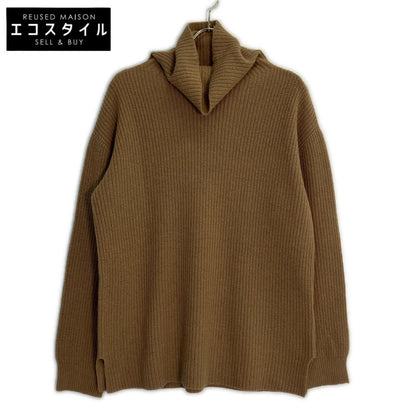 6Z1MV7 Brown 100% Wool High-Neck Knit Top for Men