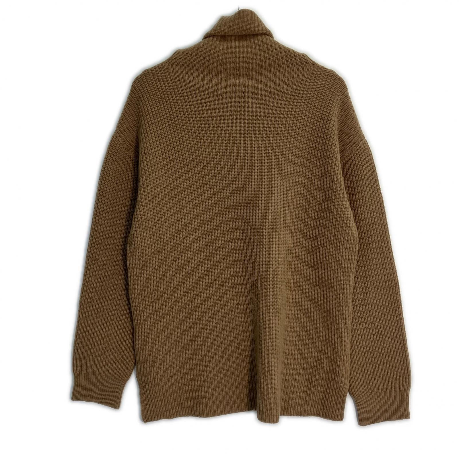 6Z1MV7 Brown 100% Wool High-Neck Knit Top for Men