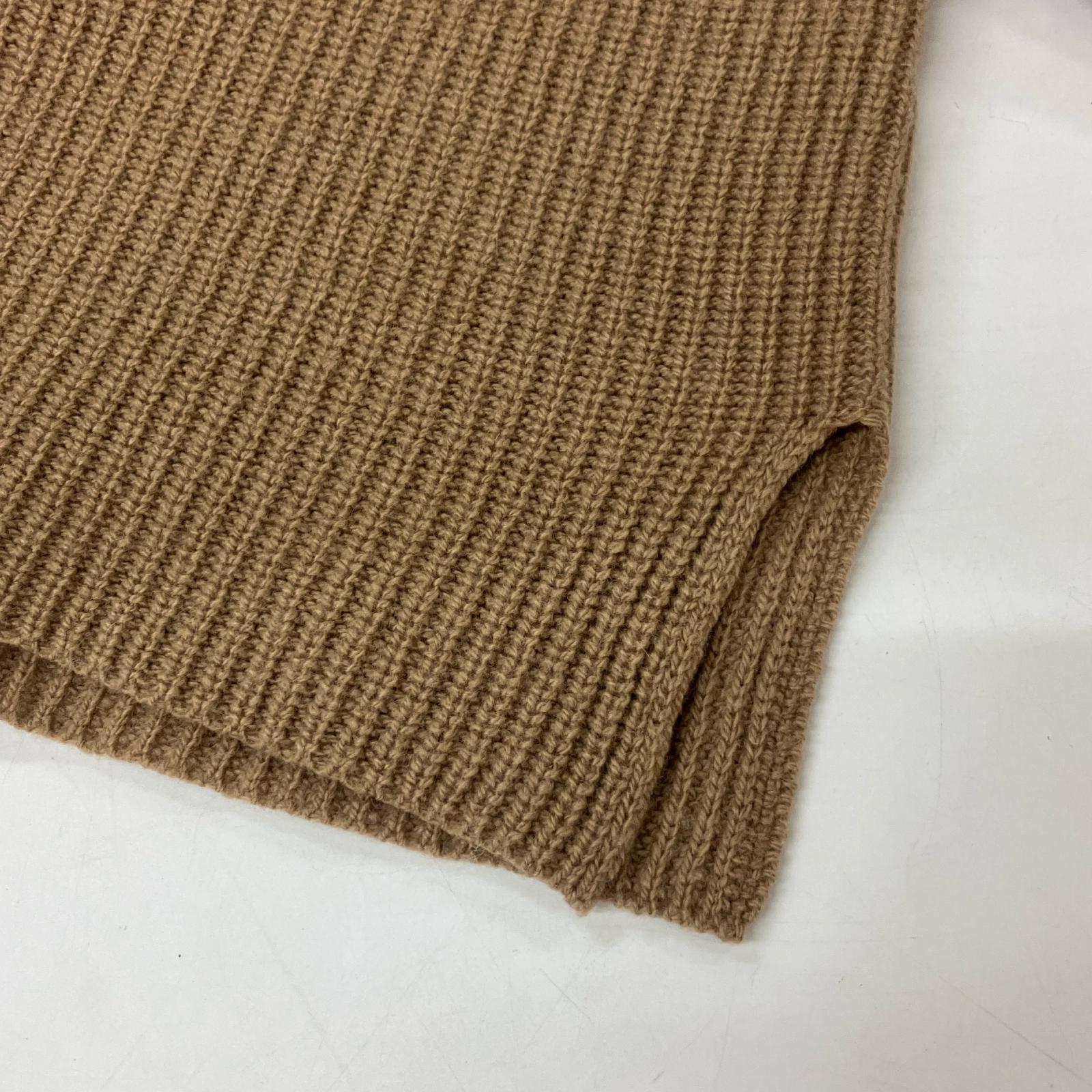6Z1MV7 Brown 100% Wool High-Neck Knit Top for Men