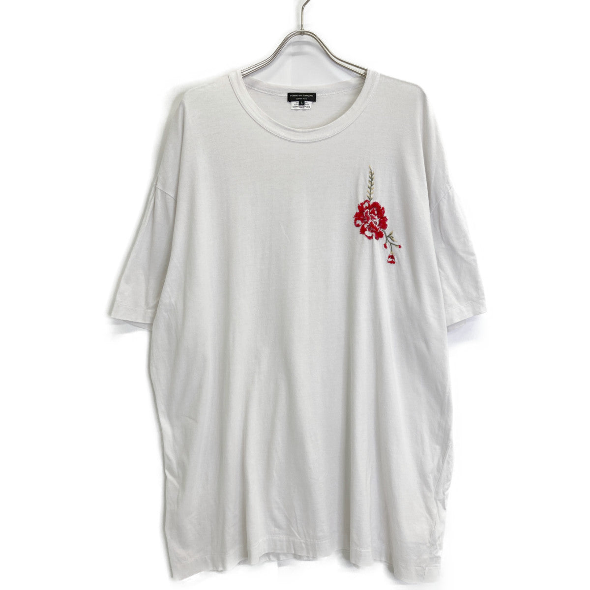 COMMEdesGARCONS HOMME PLUS コムデギャルソンオムプリュス PI-T028 グレー フラワー刺繍オーバーサイズTシャツ トップス L メンズ