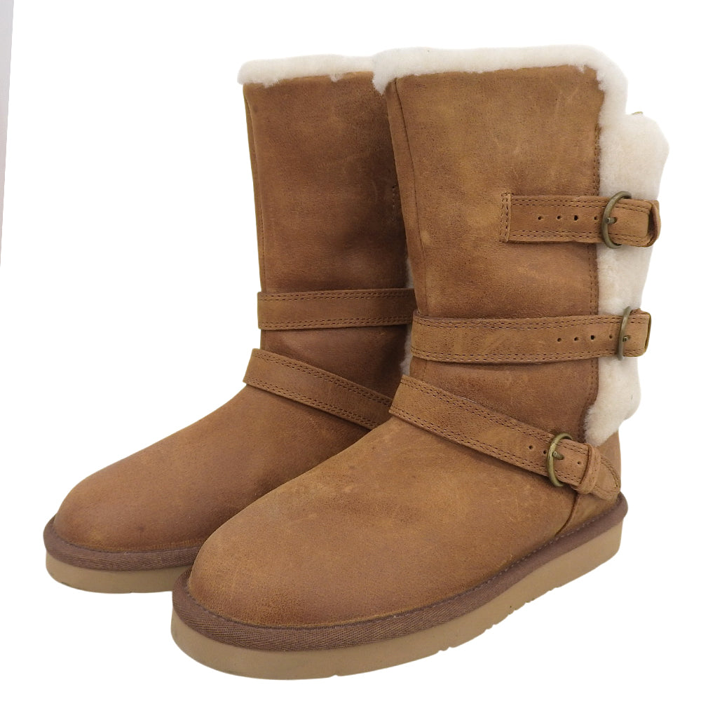 Vintage-look Suede Leather Sheepskin Boots Shoes Women's Brown 23cm Shoes 6(US) Women's