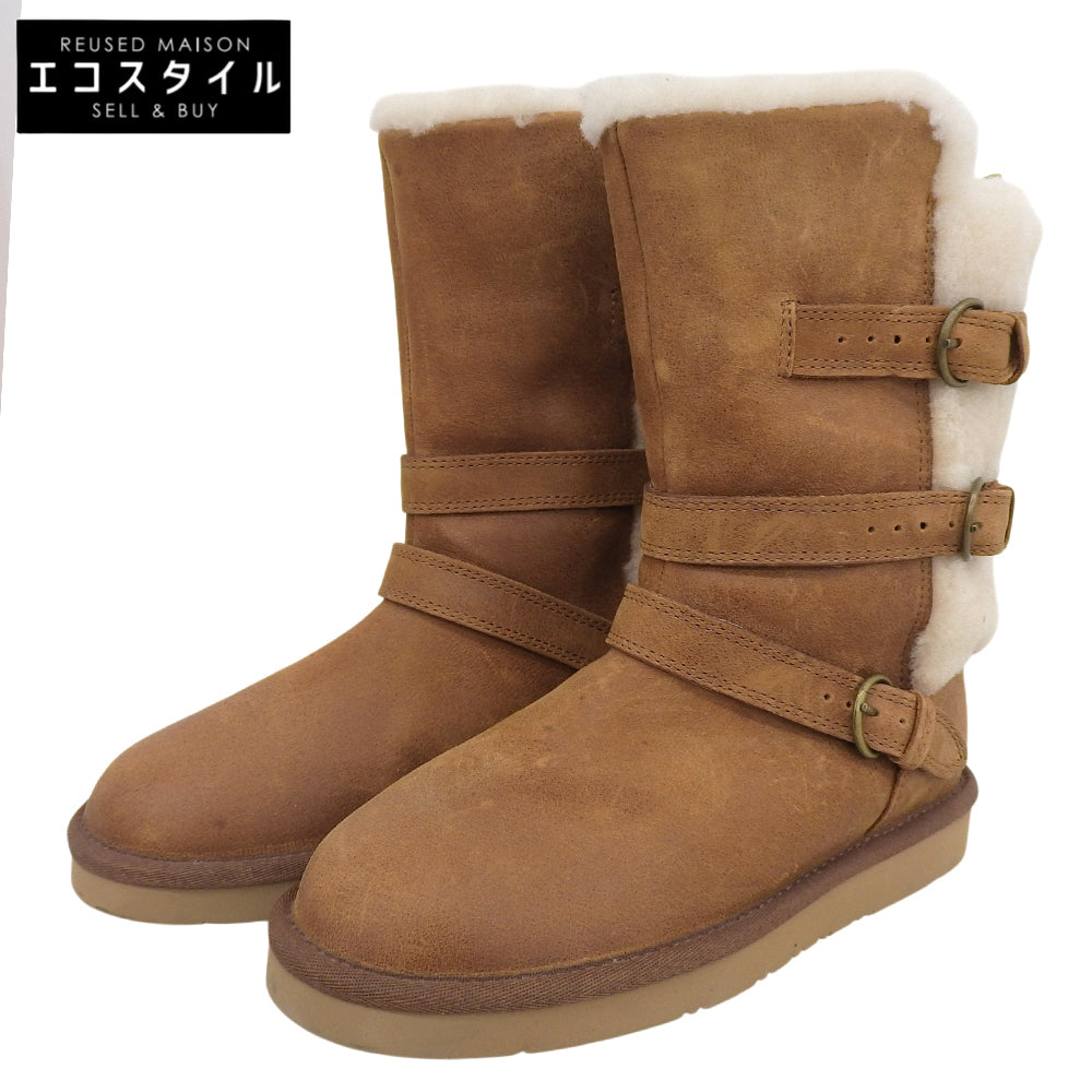 Vintage-look Suede Leather Sheepskin Boots Shoes Women's Brown 23cm Shoes 6(US) Women's