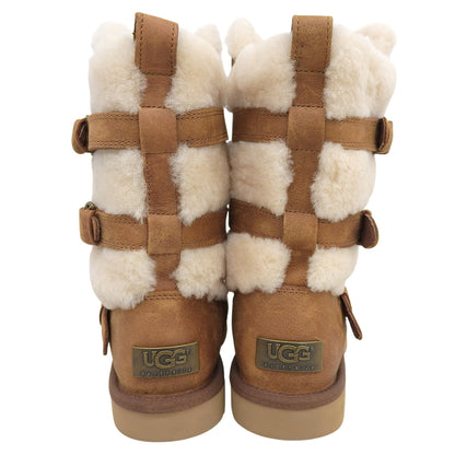 UGG アグ ヴィンテージ加工 スエード レザー ムートンブーツ シューズ レディース ブラウン 23cm シューズ 6(US)
