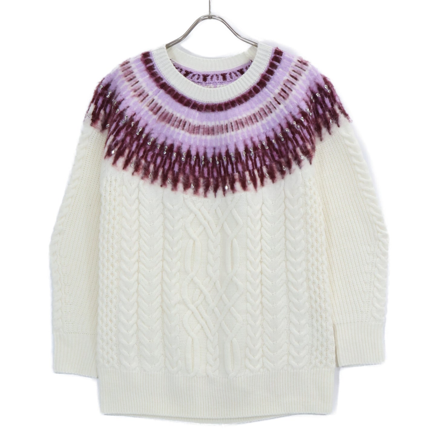 GRACE CONTINENTAL Grace Continental 43160-00 White Fair Isle Knit Top