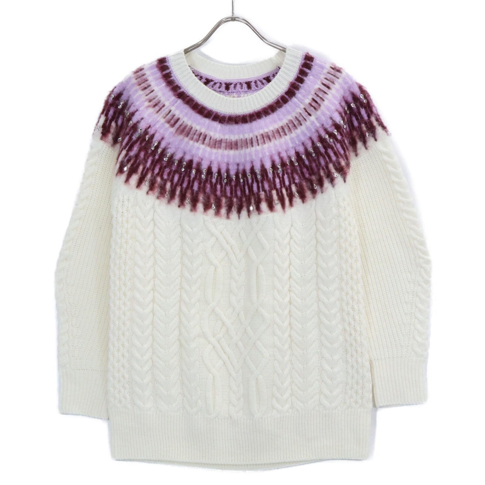 GRACE CONTINENTAL Grace Continental 43160-00 White Fair Isle Knit Top