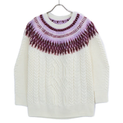 GRACE CONTINENTAL Grace Continental 43160-00 White Fair Isle Knit Top