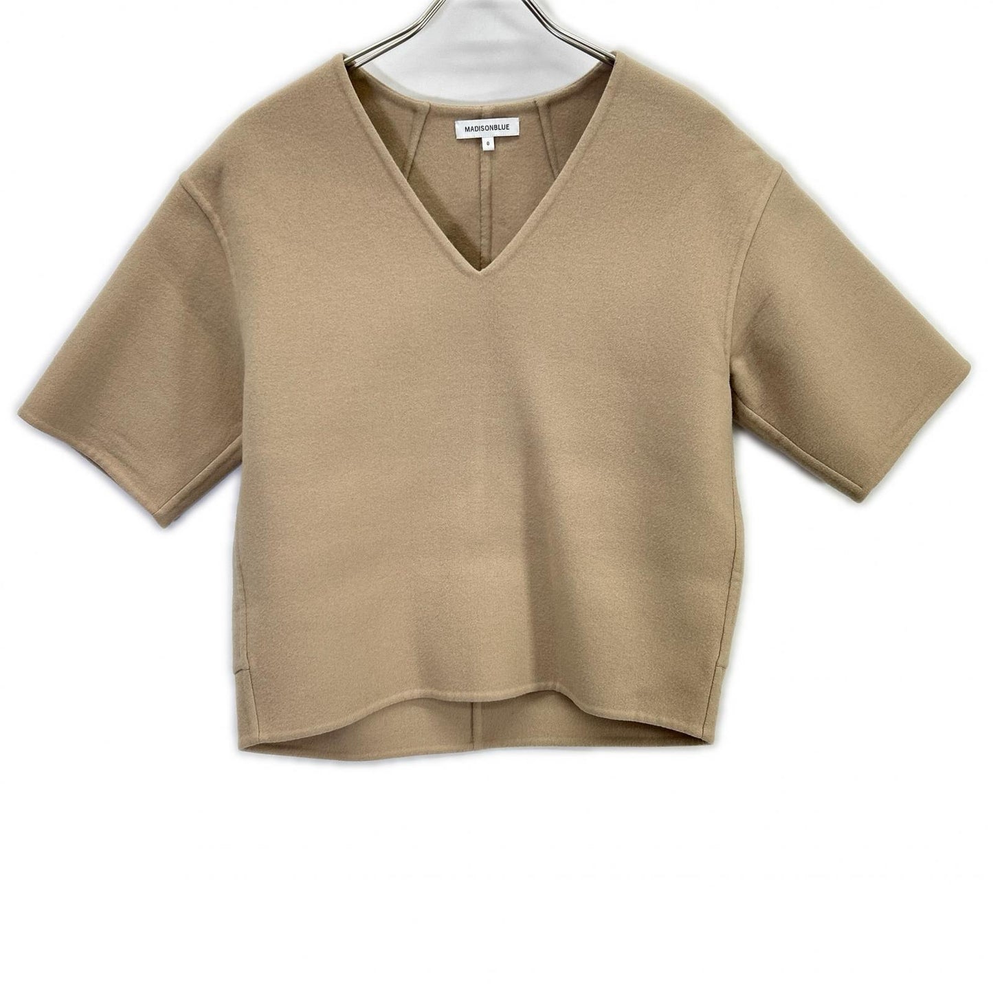 MADISONBLUE MB164-5015 Beige Wool V-Neck Pullover Top 00