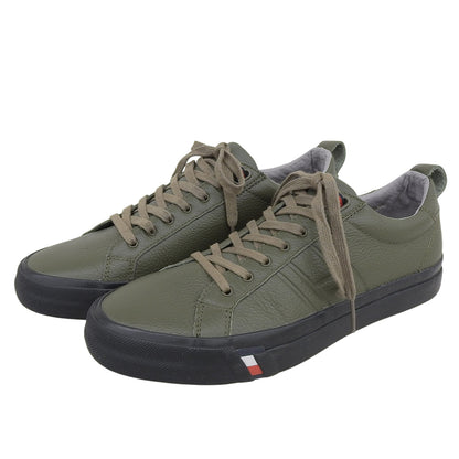 TOMMY HILFIGER トミーヒルフィガー 美品 レザー ローカットスニーカー シューズ メンズ カーキ 25cm FM0FM02373 シューズ 40(EU)