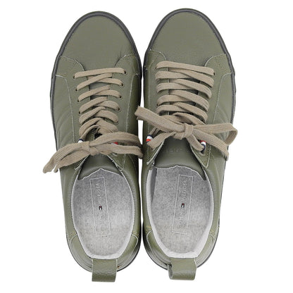 TOMMY HILFIGER トミーヒルフィガー 美品 レザー ローカットスニーカー シューズ メンズ カーキ 25cm FM0FM02373 シューズ 40(EU)