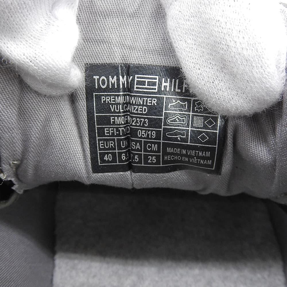 TOMMY HILFIGER トミーヒルフィガー 美品 レザー ローカットスニーカー シューズ メンズ カーキ 25cm FM0FM02373 シューズ 40(EU)