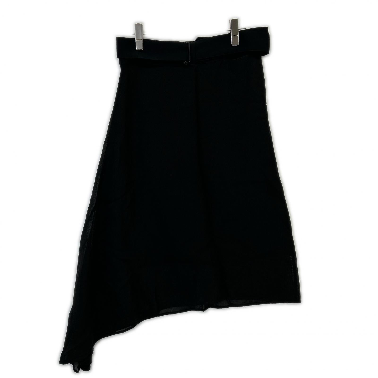 HYKE 191-14063 Black Waist Belt Gradian Long Skirt
