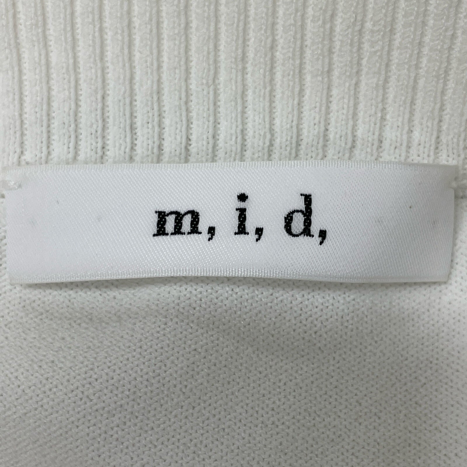 m,i,d, MID White Bicolor Short Sleeve Knit Cardigan Top 36 Ladies