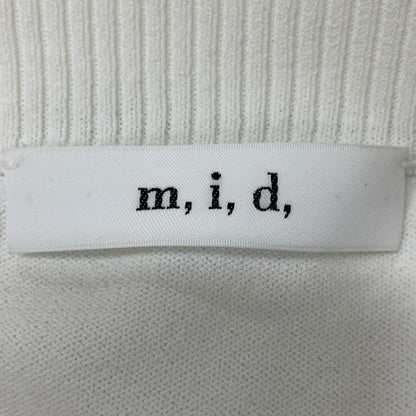 m,i,d, MID White Bicolor Short Sleeve Knit Cardigan Top 36 Ladies