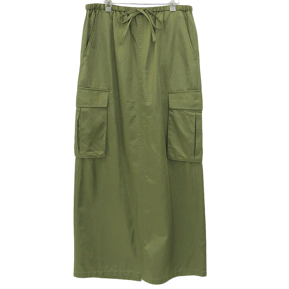 MACPHEE マカフィー 美品 コットン レーヨン モールスキン カーゴマキシスカート レディース カーキ 36 25年製 スカート