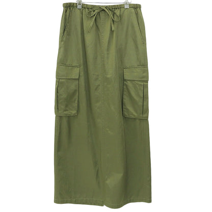 MACPHEE マカフィー 美品 コットン レーヨン モールスキン カーゴマキシスカート レディース カーキ 36 25年製 スカート