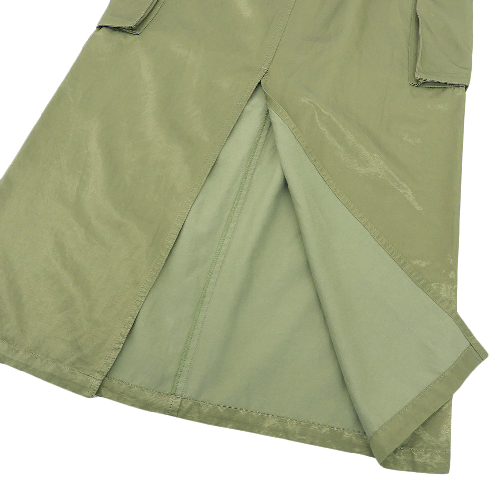 MACPHEE マカフィー 美品 コットン レーヨン モールスキン カーゴマキシスカート レディース カーキ 36 25年製 スカート