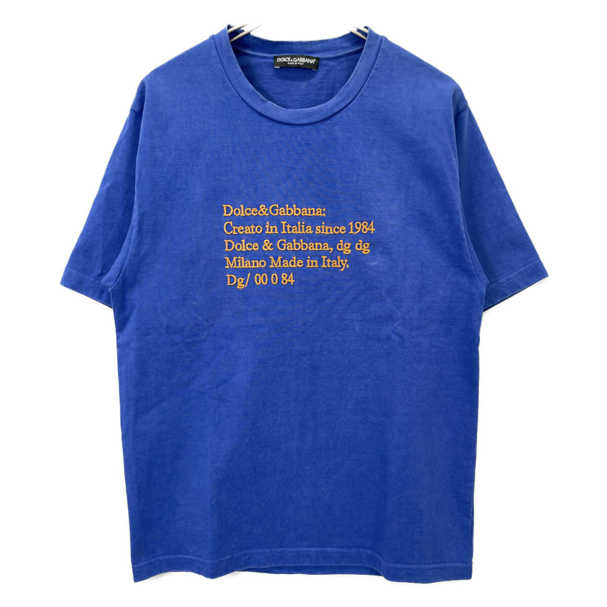 DOLCE&GABBANA Blue x Orange Logo Embroidered T-shirt Top