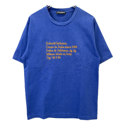 DOLCE&GABBANA Blue x Orange Logo Embroidered T-shirt Top