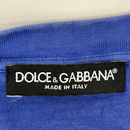 DOLCE&GABBANA Blue x Orange Logo Embroidered T-shirt Top