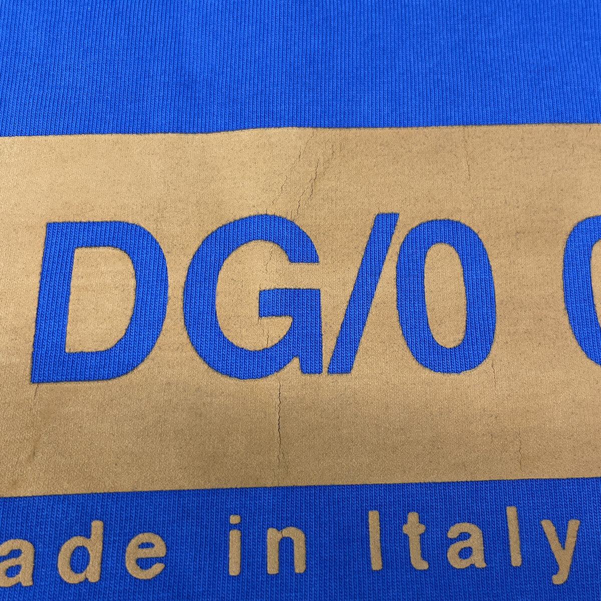 DOLCE&GABBANA Blue x Orange Logo Embroidered T-shirt Top