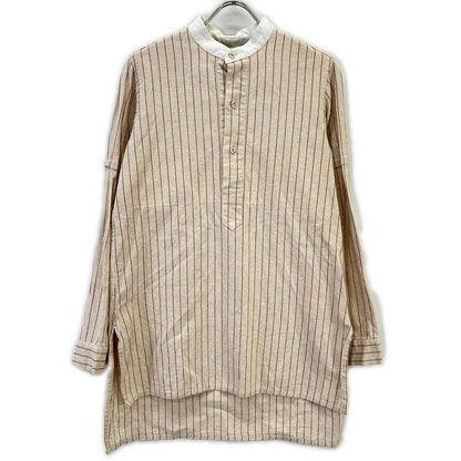 ﾍﾞｰｼﾞｭ ｽﾄﾗｲﾌﾟﾊﾞﾝﾄﾞｶﾗｰ ﾛﾝｸﾞｼｬﾂ トップス S メンズ