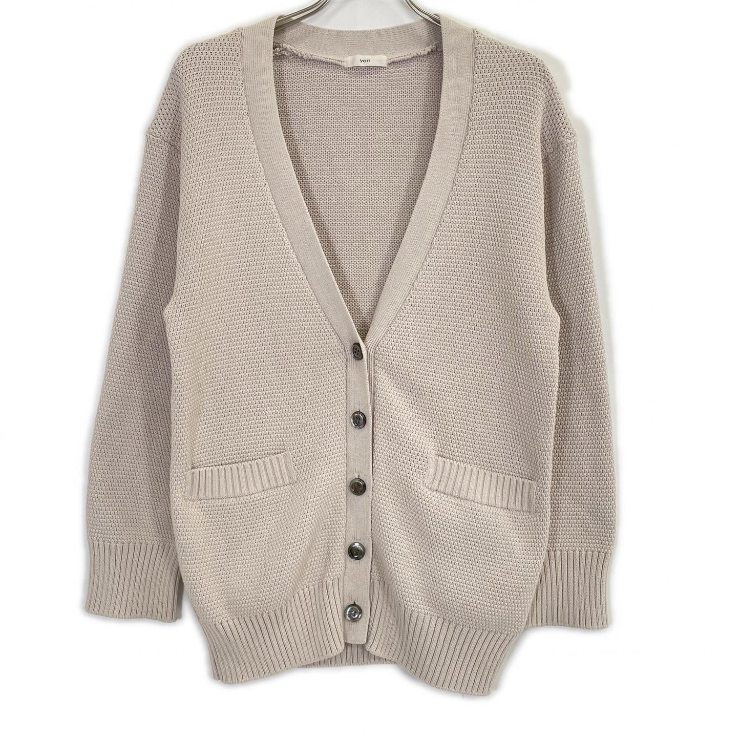 yori YR2135-039SP Greige Cotton x Polyester Cardigan Top