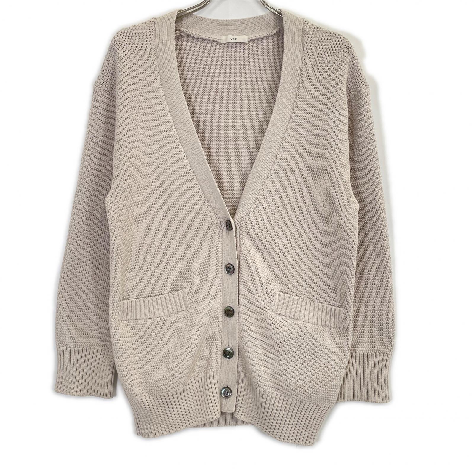 yori YR2135-039SP Greige Cotton x Polyester Cardigan Top
