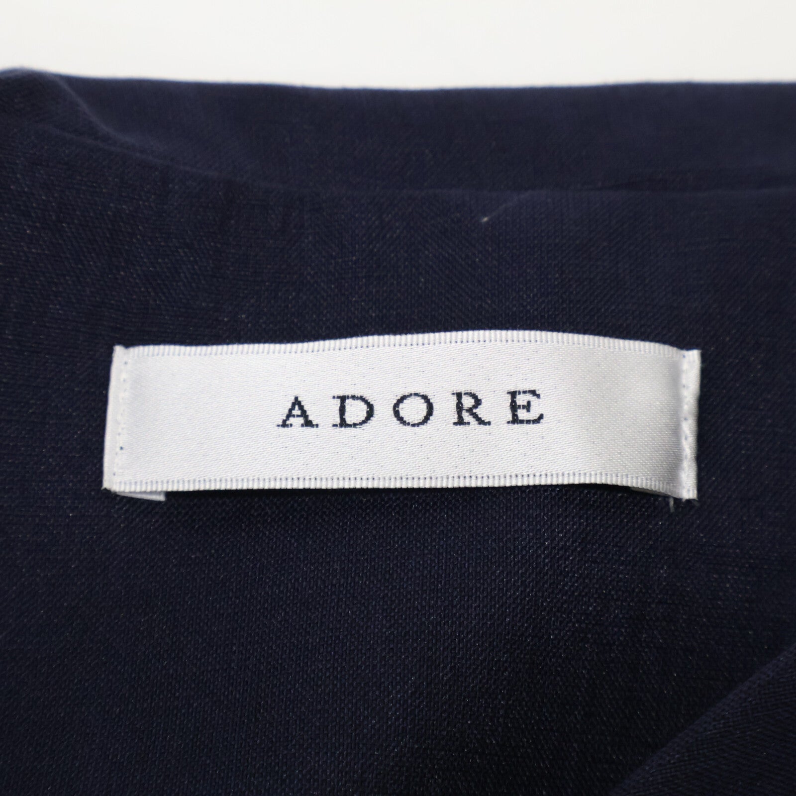 ADORE Navy Dry Touch Linen Big Sailor Collar One-piece Dress 38 Women's