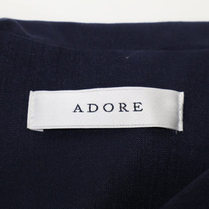 ADORE Navy Dry Touch Linen Big Sailor Collar One-piece Dress 38 Women's