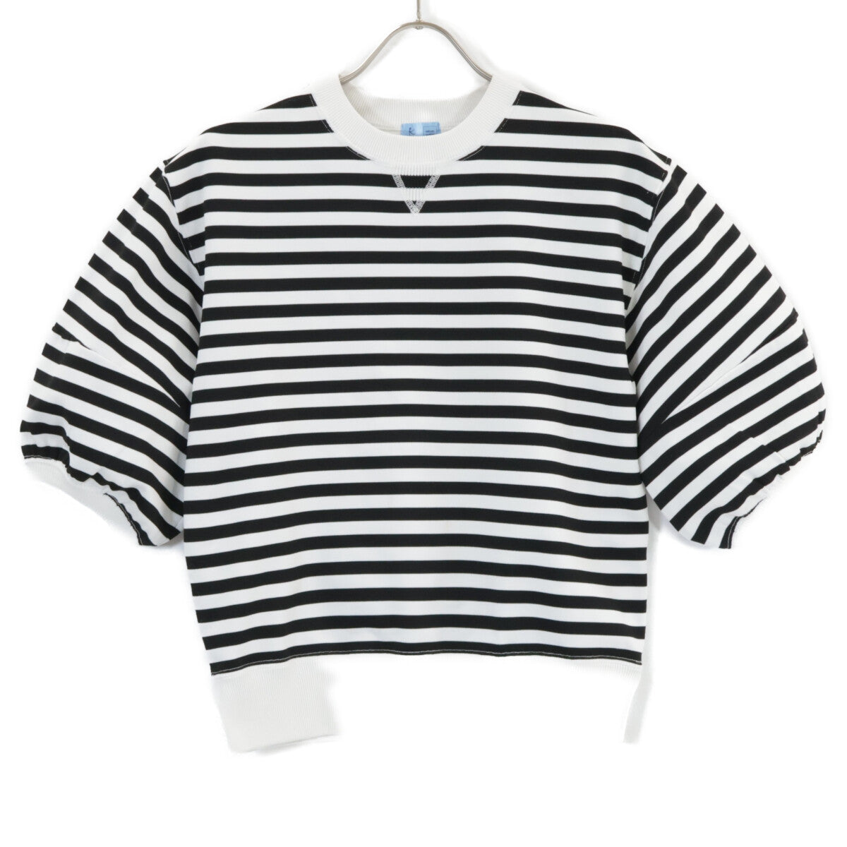 KUMIKYOKU x Setsuko Sagittaire Black/White Border Puff Sleeve Cut-and-Sew Top S2 Women's