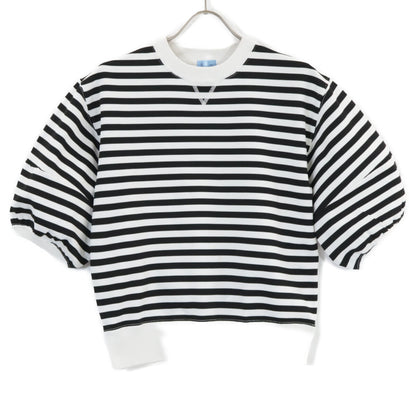 KUMIKYOKU x Setsuko Sagittaire Black/White Border Puff Sleeve Cut-and-Sew Top S2 Women's