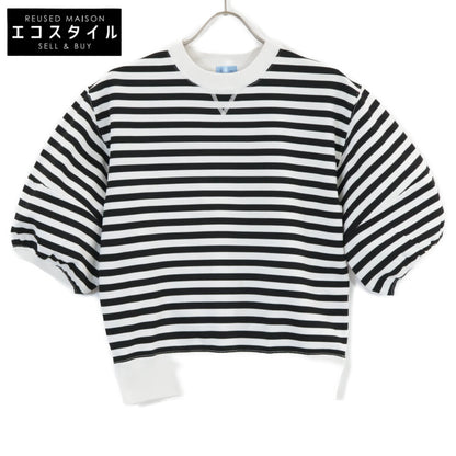 KUMIKYOKU x Setsuko Sagittaire Black/White Border Puff Sleeve Cut-and-Sew Top S2 Women's