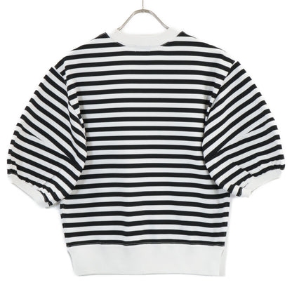 KUMIKYOKU x Setsuko Sagittaire Black/White Border Puff Sleeve Cut-and-Sew Top S2 Women's